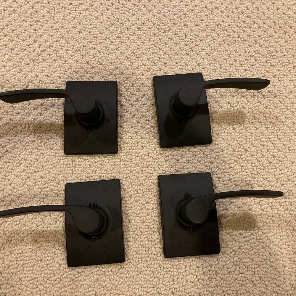 Sleek Black Door non turning Lever Set of 4